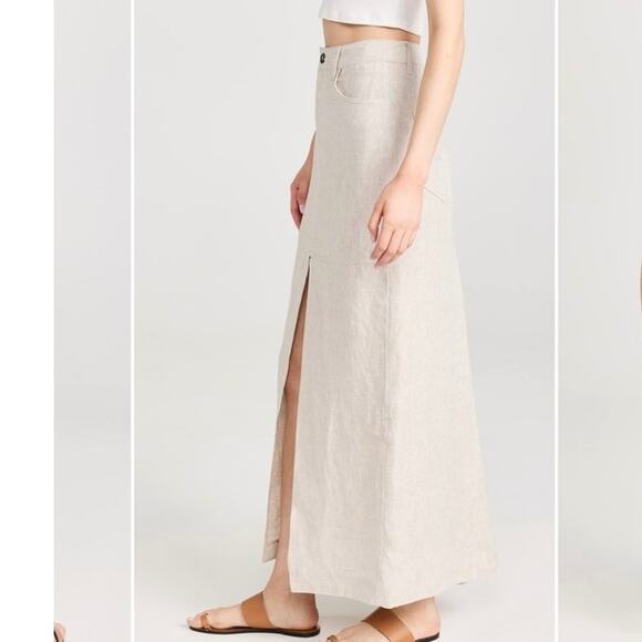 Reformation Tazz Linen Maxi Skirt Size 2 in Oatmeal NWT - Picture 3 of 12